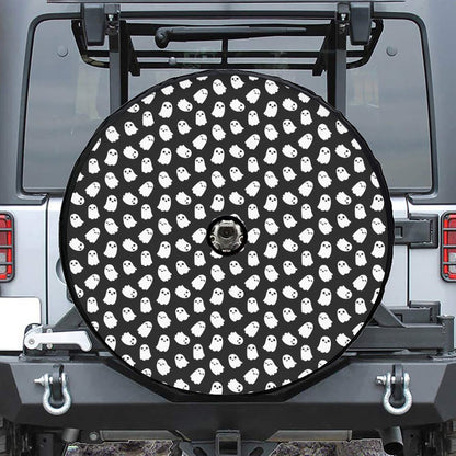 Cute Little Ghost Pattern Print Tire Cover With Camera Hole