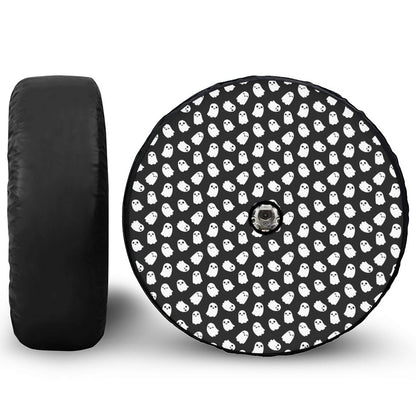 Cute Little Ghost Pattern Print Tire Cover With Camera Hole
