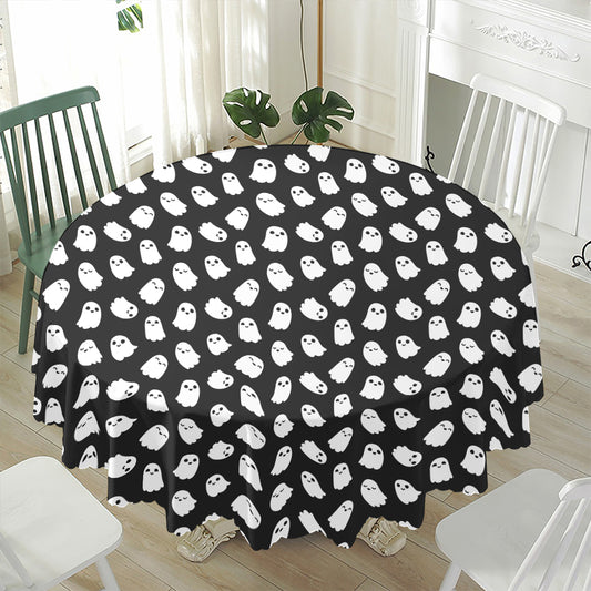 Cute Little Ghost Pattern Print Waterproof Round Tablecloth