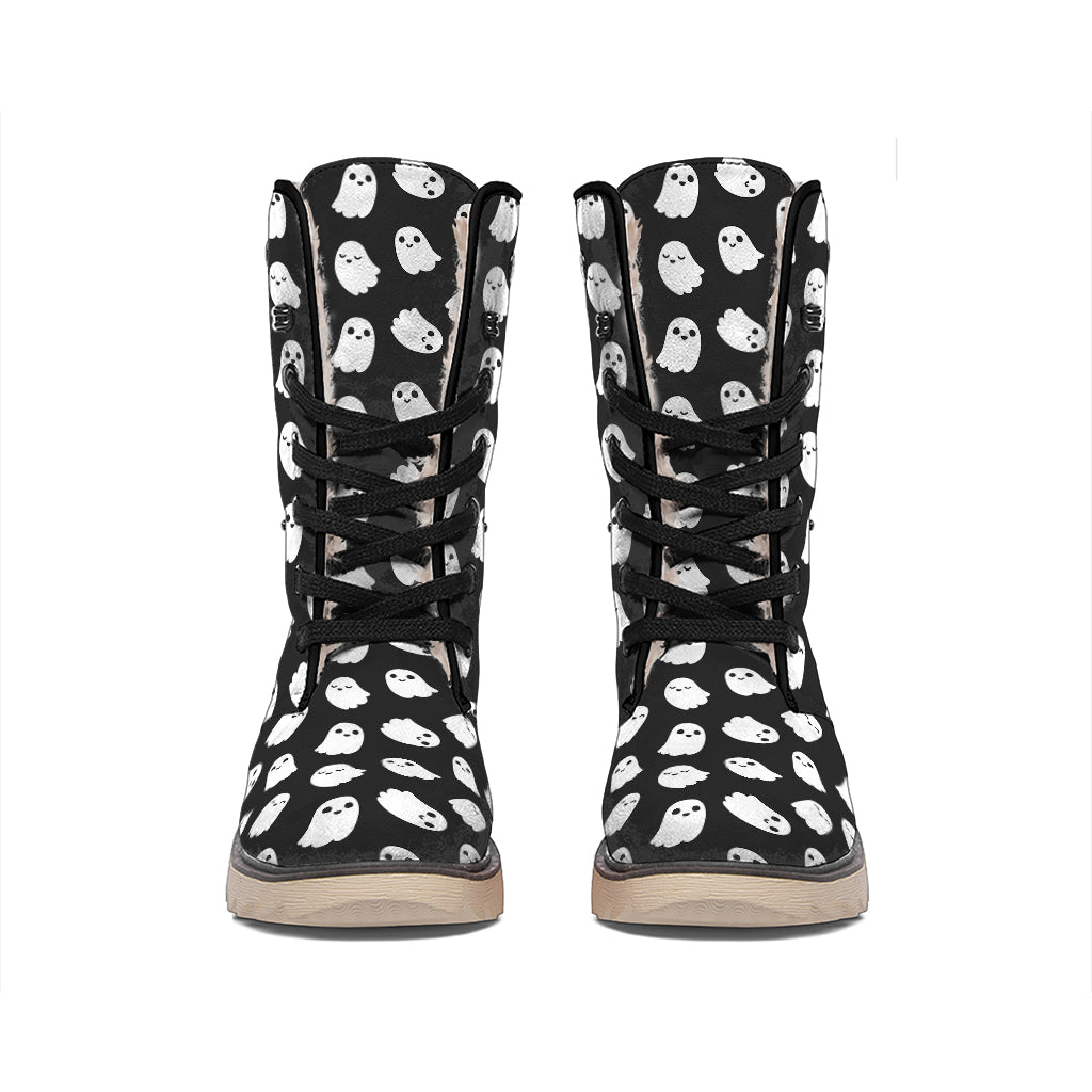 Cute Little Ghost Pattern Print Winter Boots