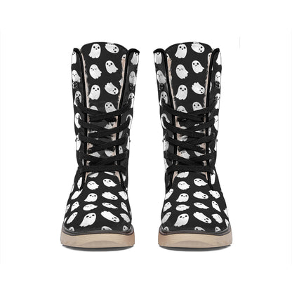 Cute Little Ghost Pattern Print Winter Boots