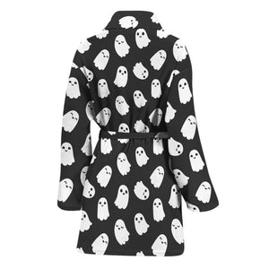 Cute Little Ghost Pattern Print Women's Bathrobe