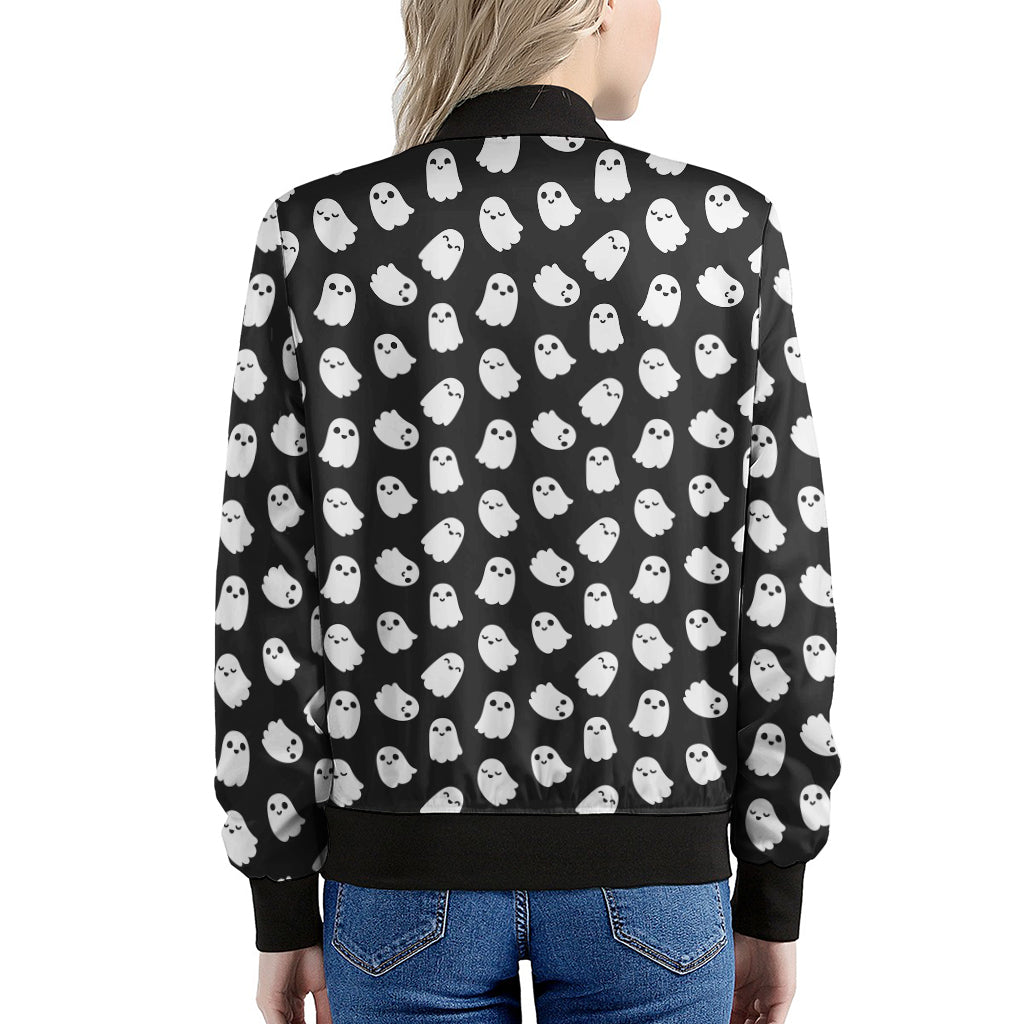 Cute Little Ghost Pattern Print Women's Bomber Jacket