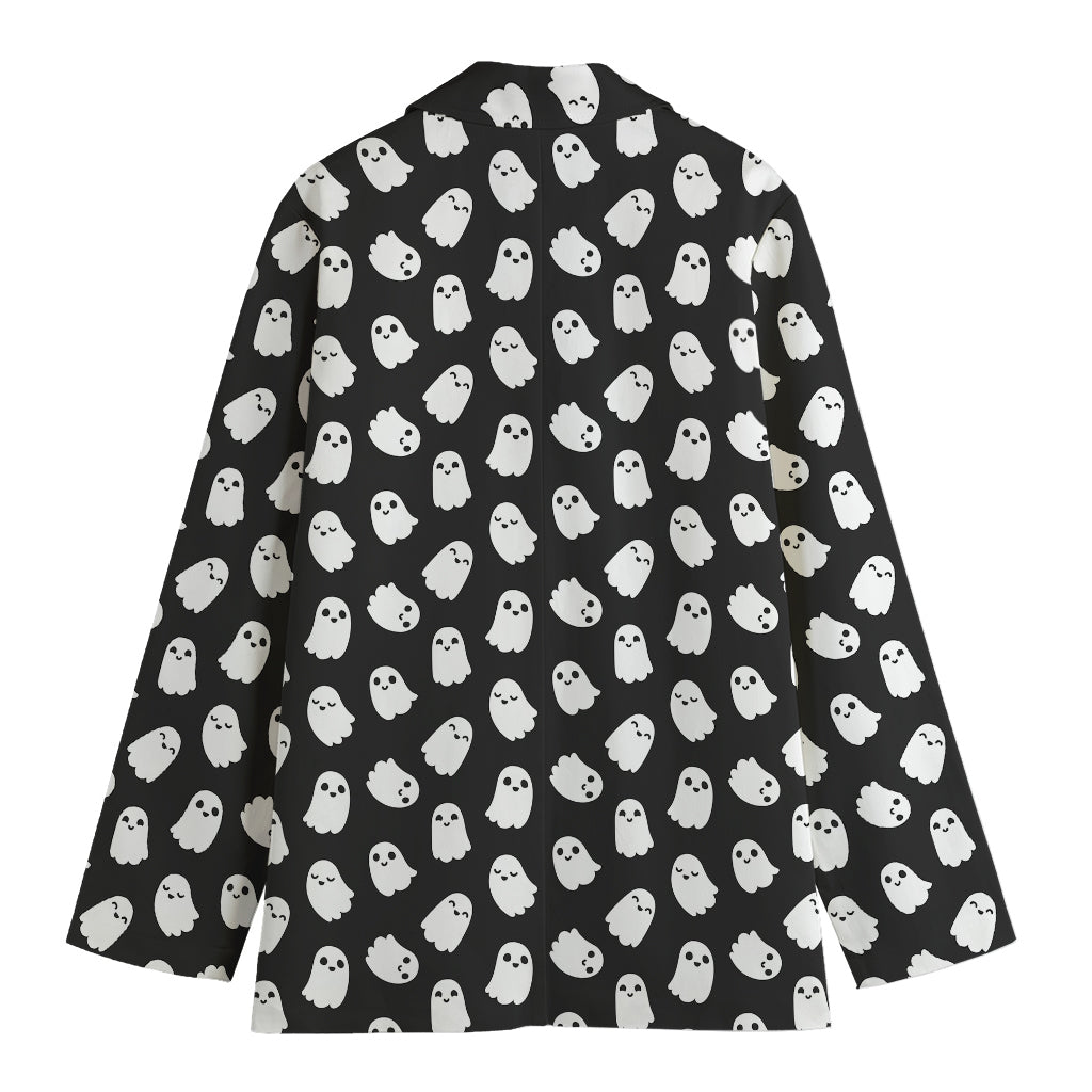 Cute Little Ghost Pattern Print Women's Cotton Blazer