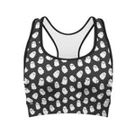 Cute Little Ghost Pattern Print Women's Sports Bra