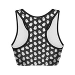 Cute Little Ghost Pattern Print Women's Sports Bra