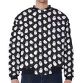 Cute Little Ghost Pattern Print Zip Sleeve Bomber Jacket
