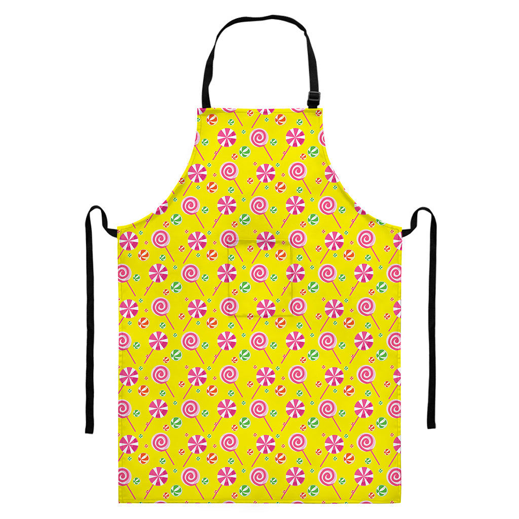 Cute Lollipop Pattern Print Bib Apron With Pocket