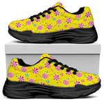 Cute Lollipop Pattern Print Black Chunky Shoes