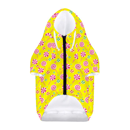 Cute Lollipop Pattern Print Dog Zip Up Hoodie