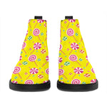 Cute Lollipop Pattern Print Flat Ankle Boots