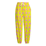 Cute Lollipop Pattern Print Fleece Lined Knit Pants