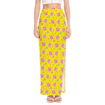 Cute Lollipop Pattern Print High Slit Maxi Skirt
