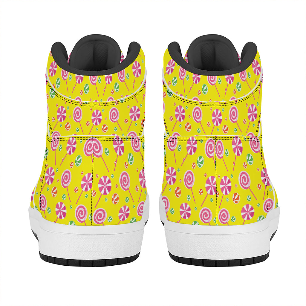 Cute Lollipop Pattern Print High Top Leather Sneakers