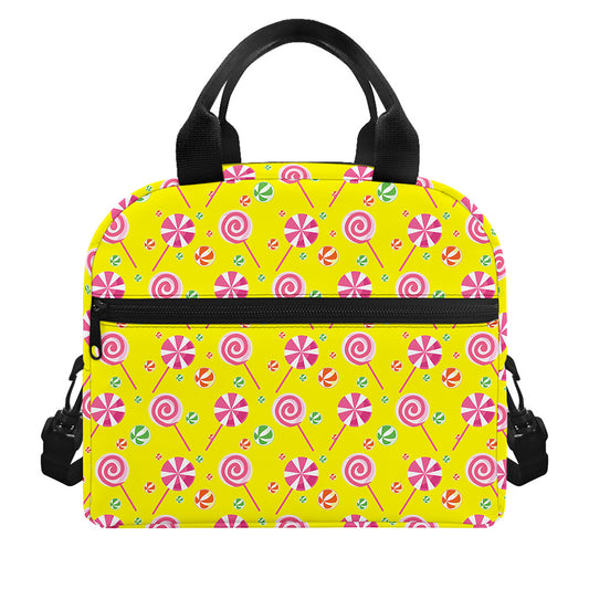 Cute Lollipop Pattern Print Insulated Lunch Bag