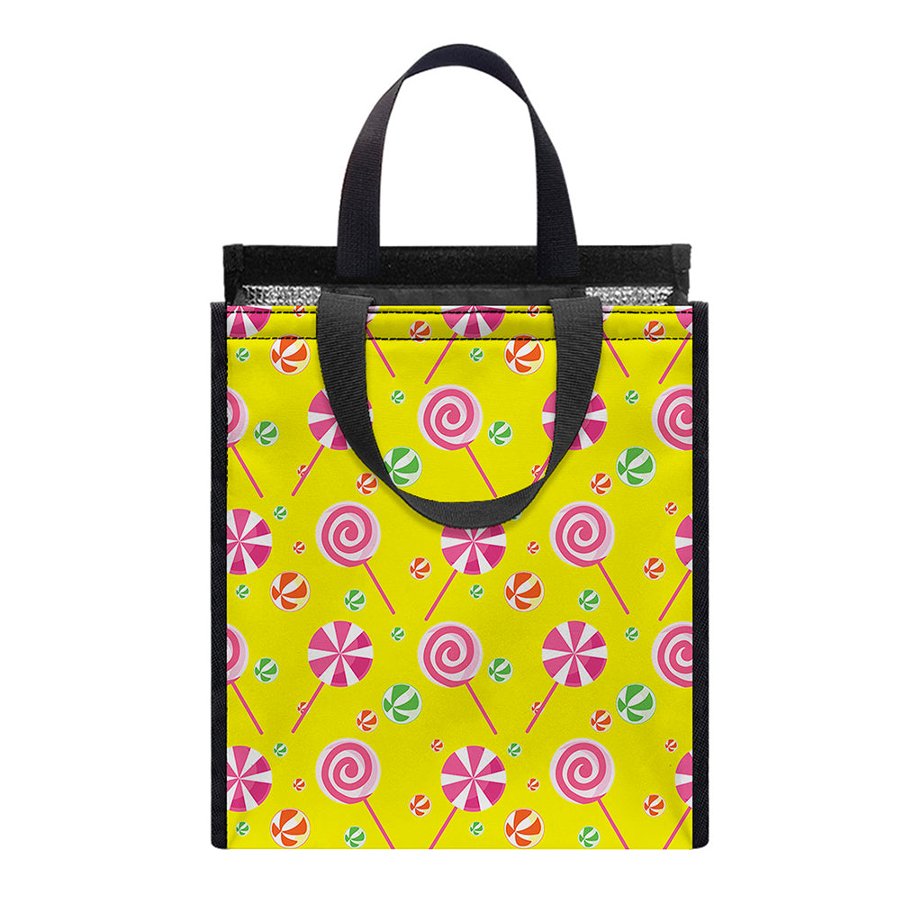 Cute Lollipop Pattern Print Insulated Lunch Tote