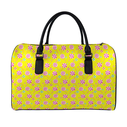 Cute Lollipop Pattern Print Leather Duffle Bag