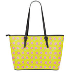Cute Lollipop Pattern Print Leather Tote Bag