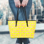 Cute Lollipop Pattern Print Leather Tote Bag
