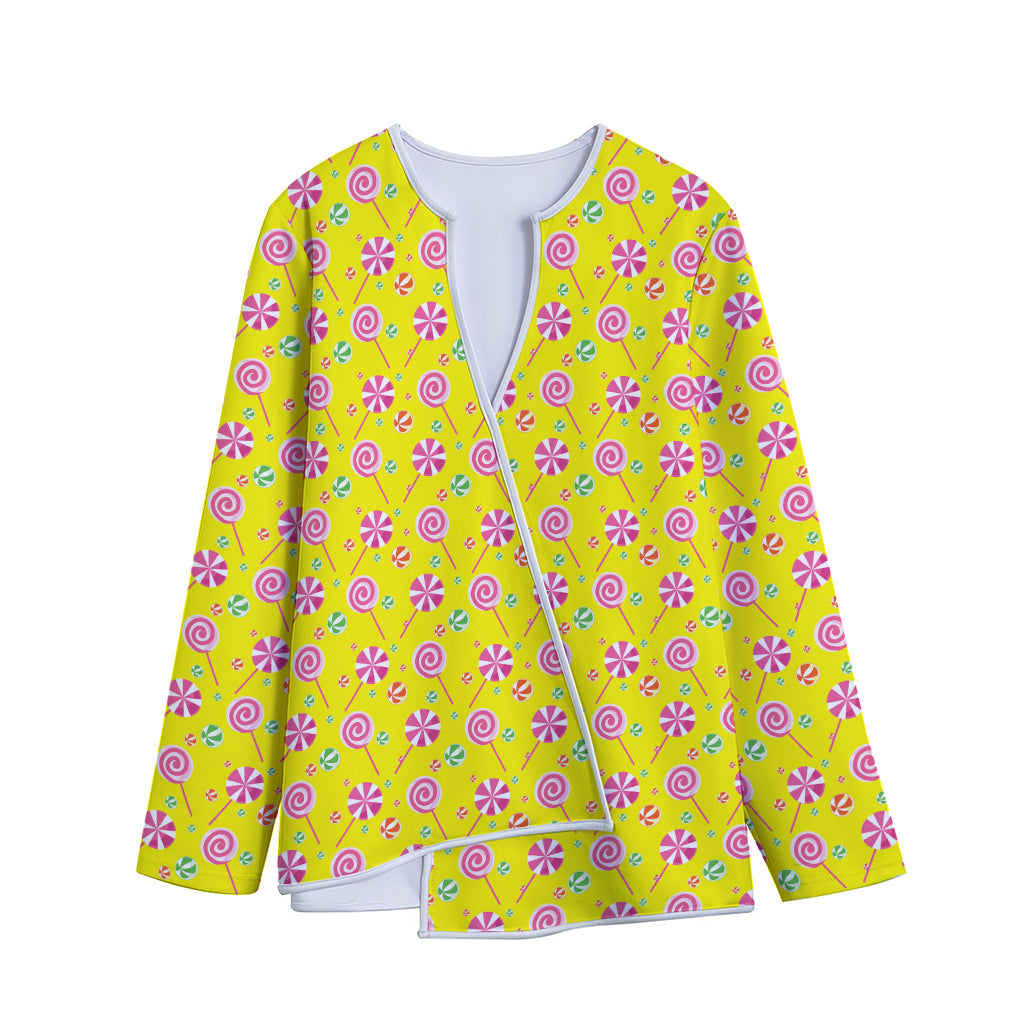Cute Lollipop Pattern Print Long Sleeve Short Coat