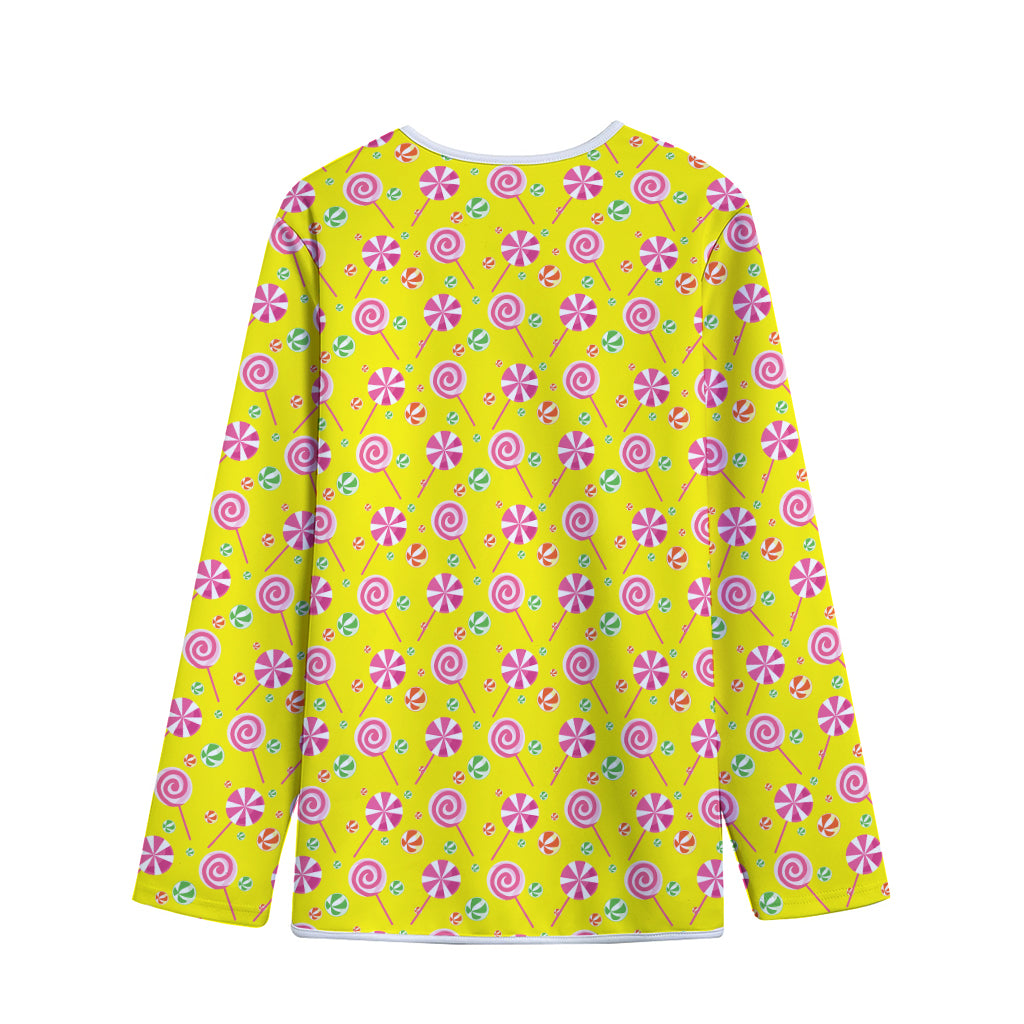 Cute Lollipop Pattern Print Long Sleeve Short Coat