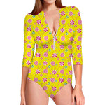 Cute Lollipop Pattern Print Long Sleeve Swimsuit