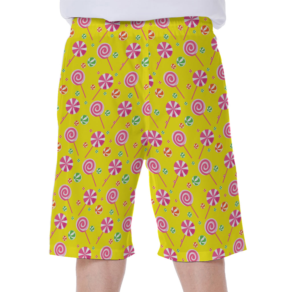 Cute Lollipop Pattern Print Men's Beach Shorts