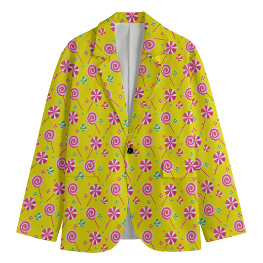 Cute Lollipop Pattern Print Men's Blazer