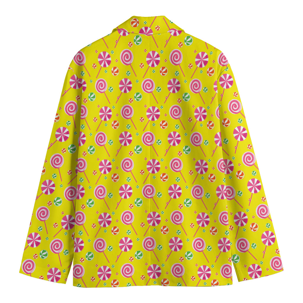 Cute Lollipop Pattern Print Men's Blazer