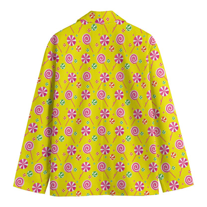 Cute Lollipop Pattern Print Men's Cotton Blazer