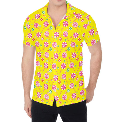 Cute Lollipop Pattern Print Men's Shirt