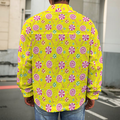 Cute Lollipop Pattern Print Men's Shirt Jacket