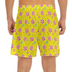 Cute Lollipop Pattern Print Men's Split Running Shorts