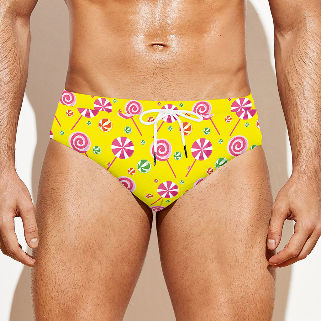 Cute Lollipop Pattern Print Men's Swim Briefs