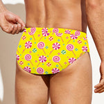 Cute Lollipop Pattern Print Men's Swim Briefs