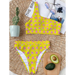 Cute Lollipop Pattern Print One Shoulder Bikini Top