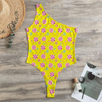 Cute Lollipop Pattern Print One Shoulder Bodysuit