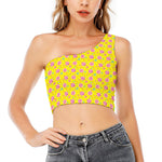 Cute Lollipop Pattern Print One Shoulder Crop Top