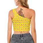 Cute Lollipop Pattern Print One Shoulder Crop Top