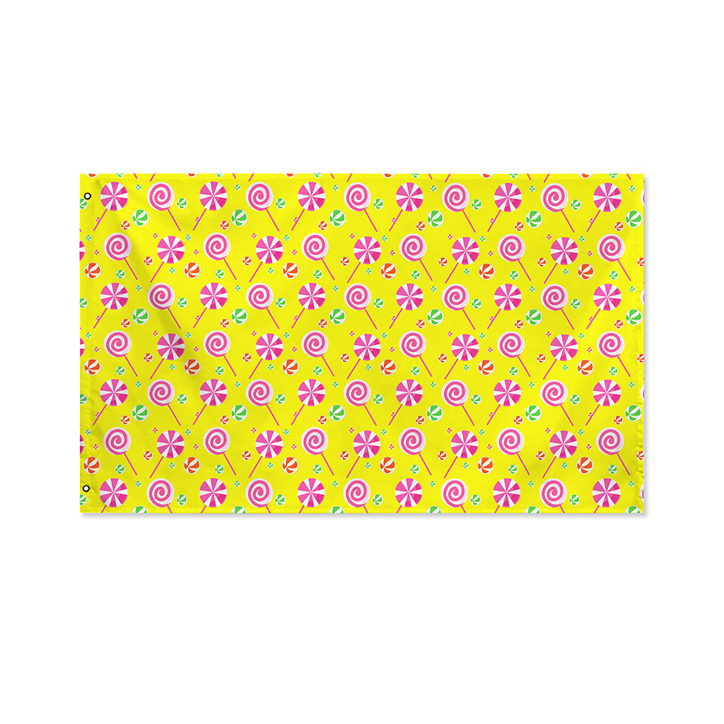 Cute Lollipop Pattern Print Polyester Flag