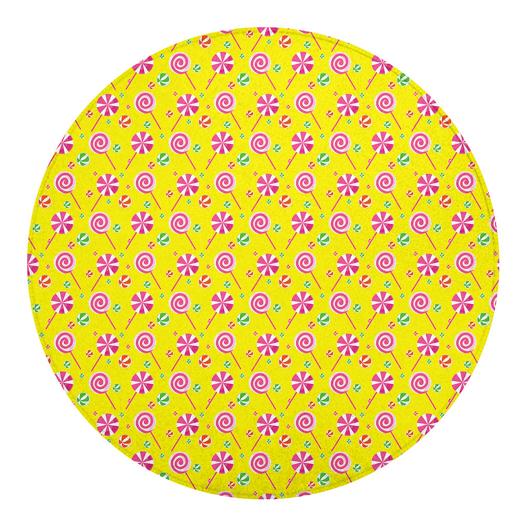 Cute Lollipop Pattern Print Round Blanket
