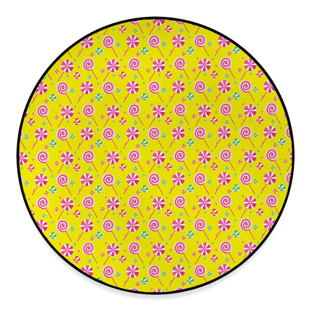 Cute Lollipop Pattern Print Round Floor Mat