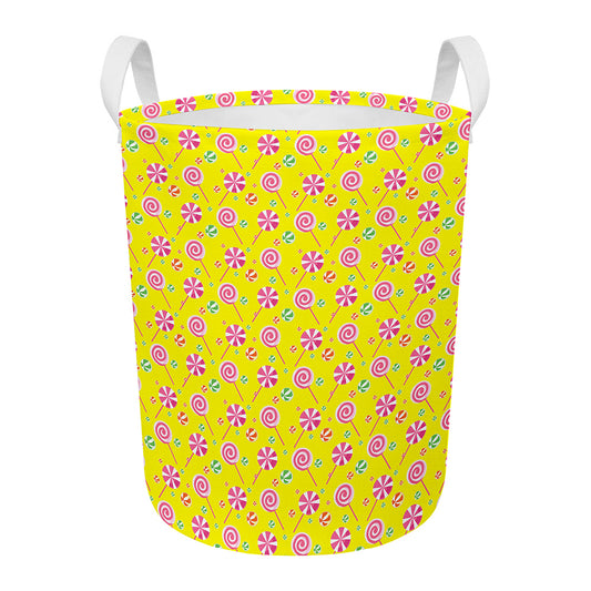 Cute Lollipop Pattern Print Round Laundry Basket
