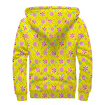 Cute Lollipop Pattern Print Sherpa Lined Zip Up Hoodie