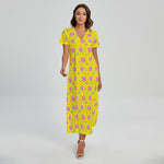Cute Lollipop Pattern Print Short Sleeve Maxi Dress