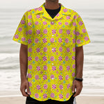 Cute Lollipop Pattern Print Textured Short Sleeve Shirt
