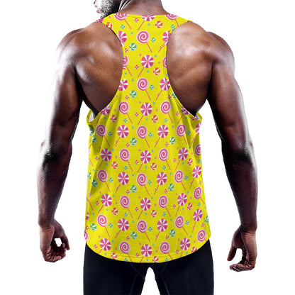 Cute Lollipop Pattern Print Training Tank Top
