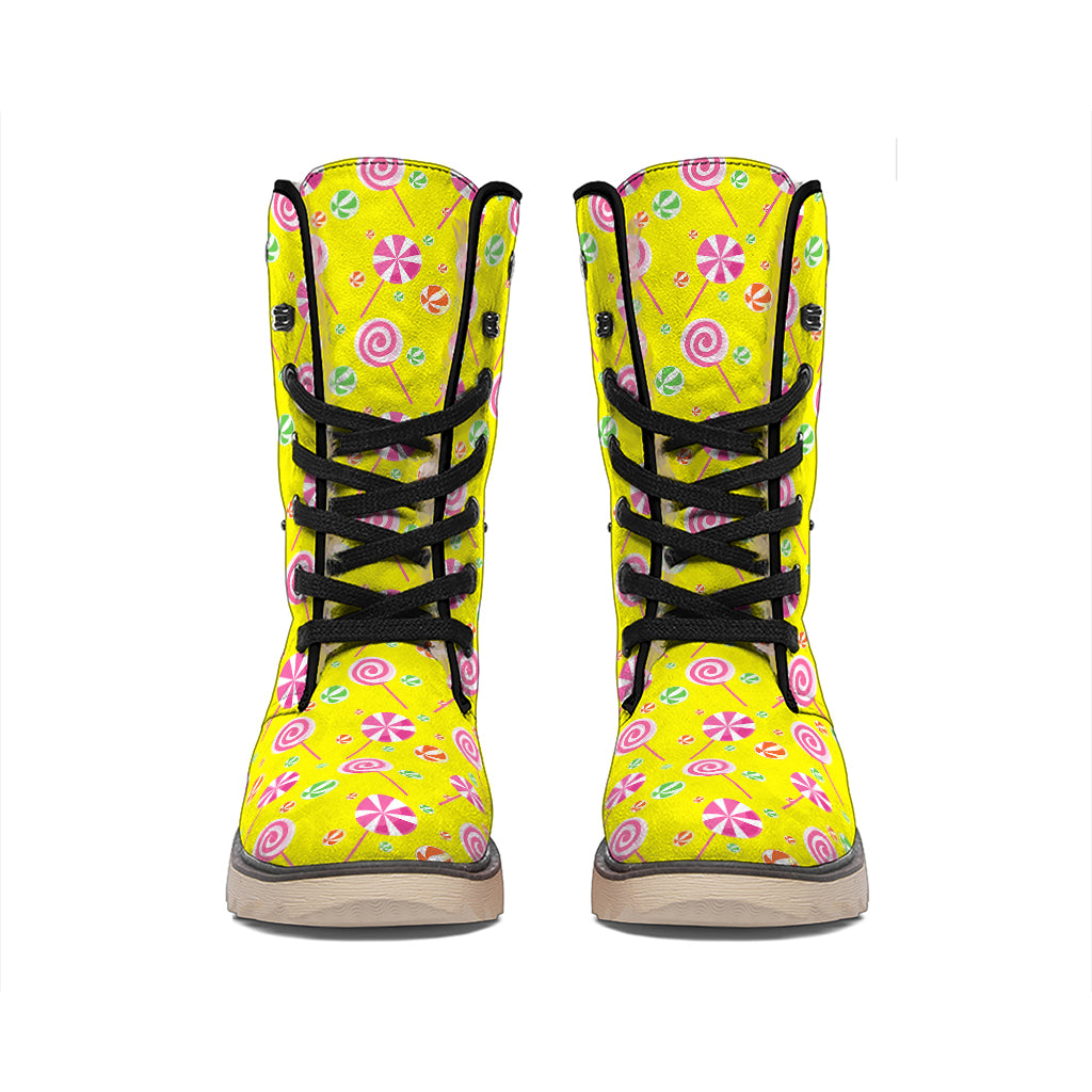 Cute Lollipop Pattern Print Winter Boots