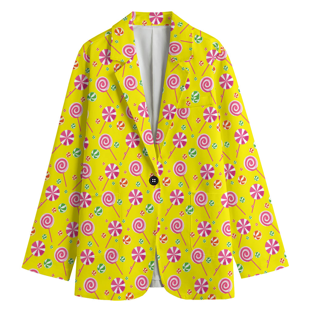 Cute Lollipop Pattern Print Women's Blazer