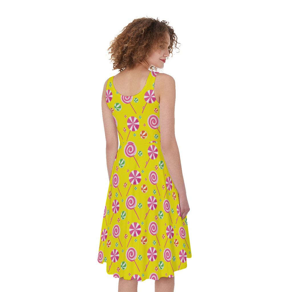 Cute Lollipop Pattern Print Women's Sleeveless Dress